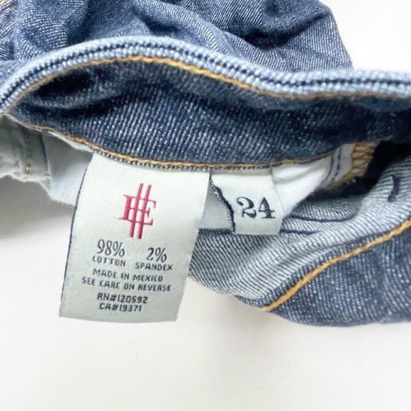 EASY MONEY Women’s Blue Dark Wash BENNIE Skinny Jeans Raw Hem Low Rise Size 24 - Picture 7 of 8